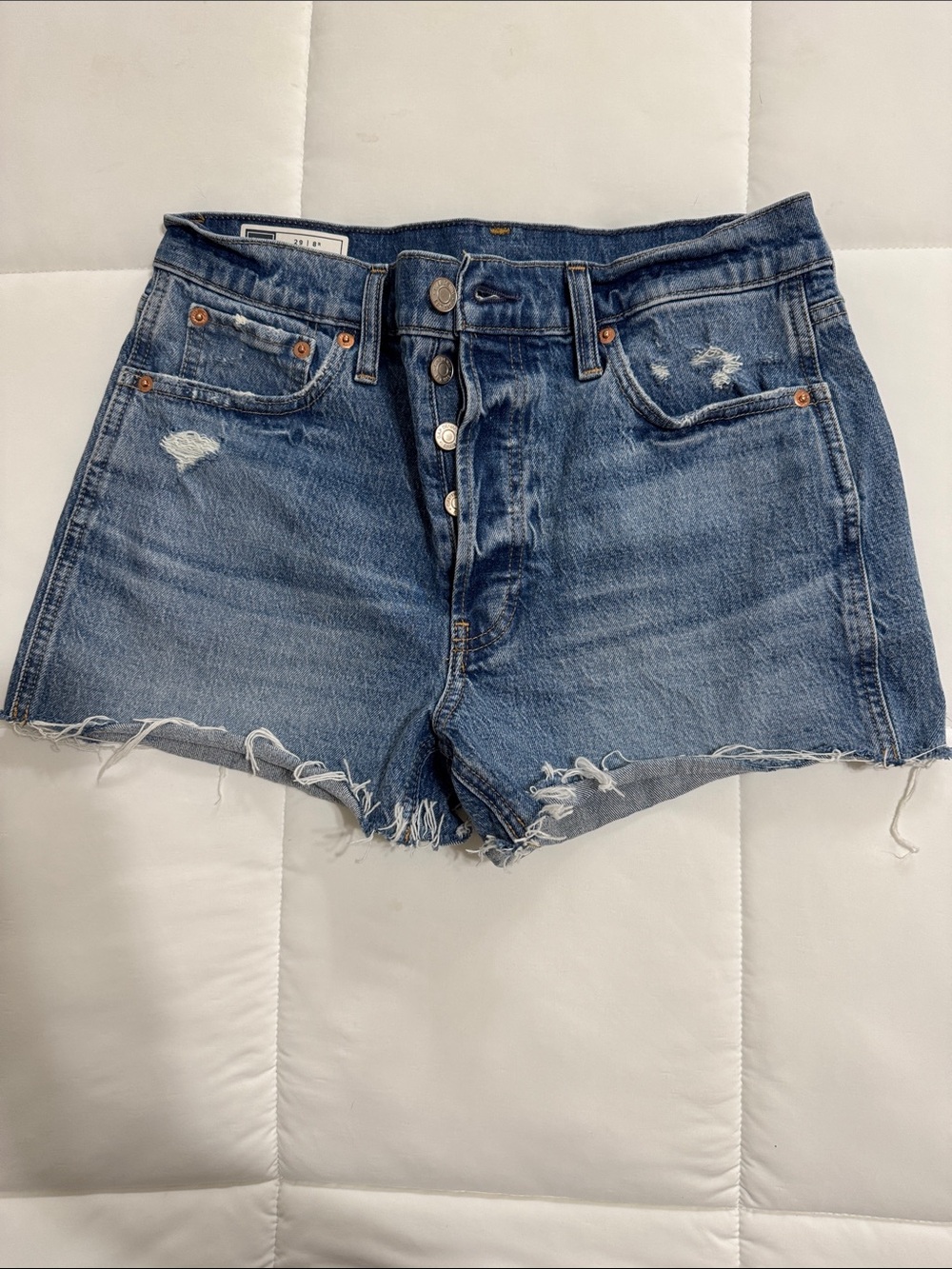 GAP Blue Denim Button-Fly Frayed Hem Shorts